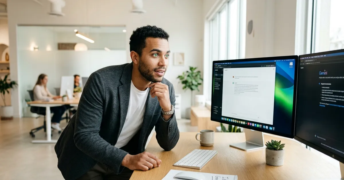 Equipe de marketing digital discutindo estratégia de otimização para inteligência artificial