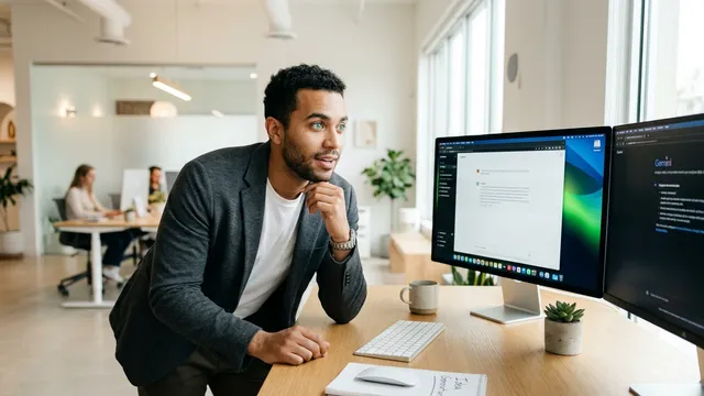 Equipe de marketing digital discutindo estratégia de otimização para inteligência artificial