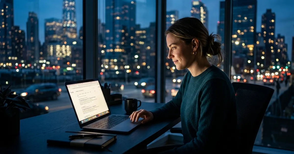 Profissional analisando resultados de SEO Local no Google em notebook