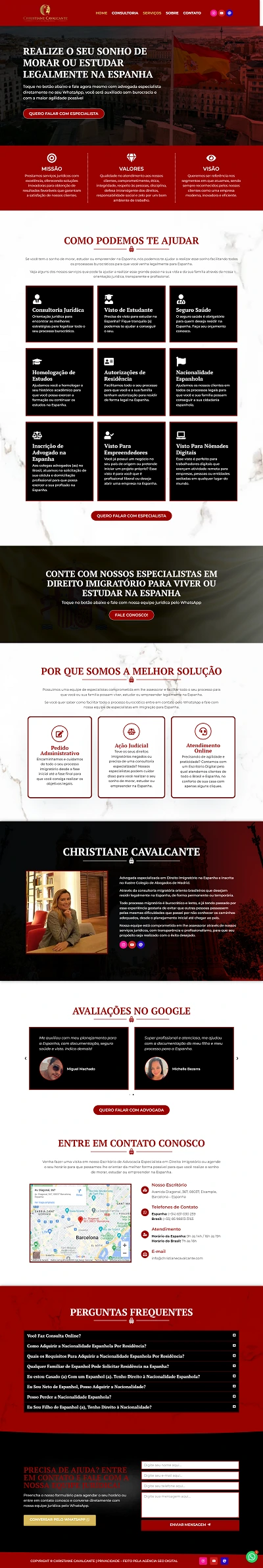 Site profissional Advocacia de Imigração — Christiane Cavalcante | Agência SEO Digital