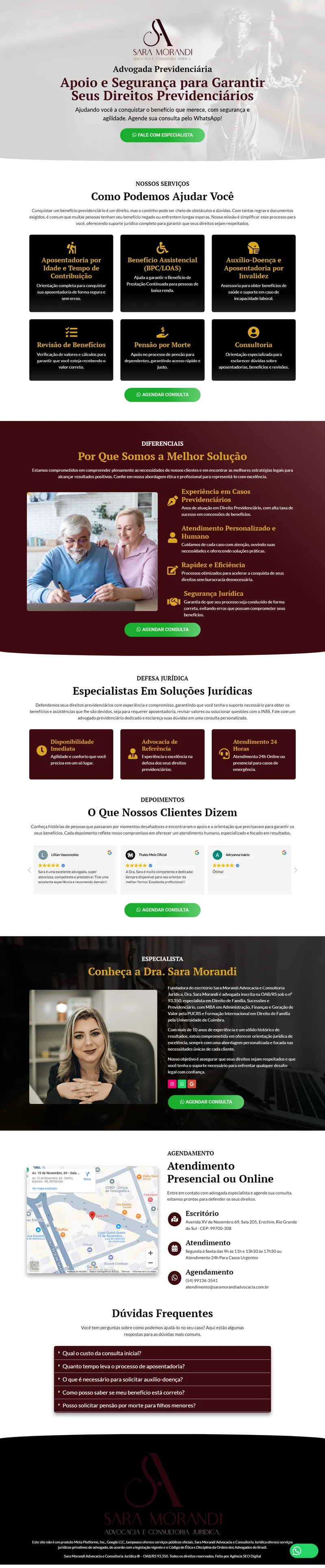 Site profissional Advocacia Previdenciária — Dra. Sara Morandi | Agência SEO Digital