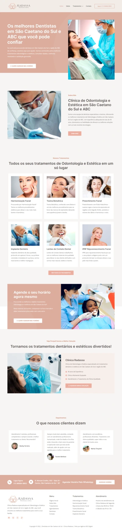 Site profissional Odontologia e Estética — Clínica Radassa | Agência SEO Digital