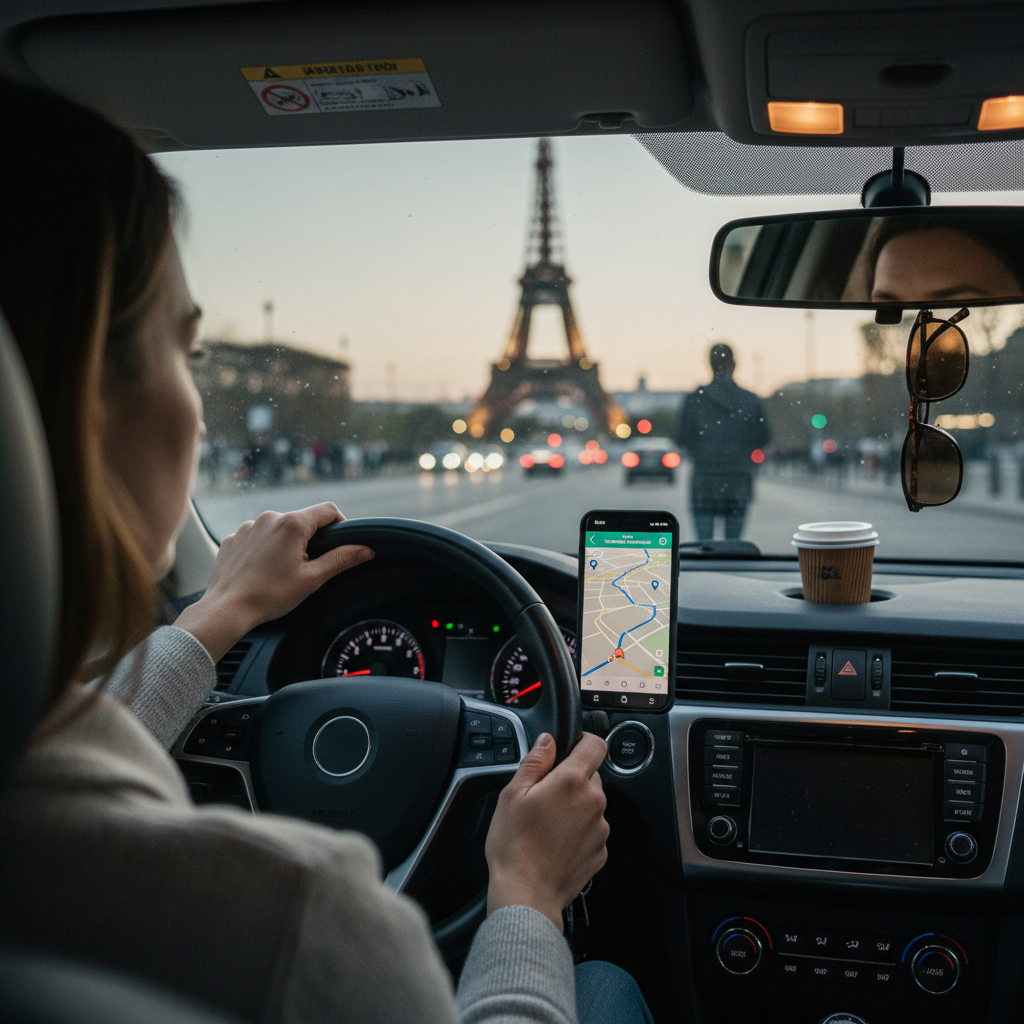 Comparativo entre Google Maps e Waze, destacando suas interfaces e funcionalidades de navegação. O Google Maps exibe rotas detalhadas e pontos de interesse, enquanto o Waze foca em alertas de trânsito em tempo real e interação da comunidade.