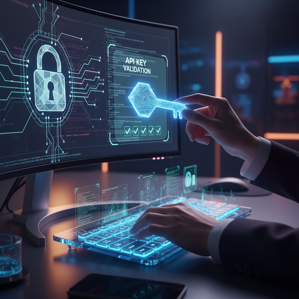 Crie uma imagem profissional e impactante sobre: testanto chave de api | Tema central: testanto chave de api | Requisitos: fotografia de alta qualidade, composição profissional, cores vibrantes e harmônicas, iluminação cinematográfica, estilo editorial moderno, sem texto visível, adequado para blog corporativo, resolução 1200x630px ideal para redes sociais e SEO